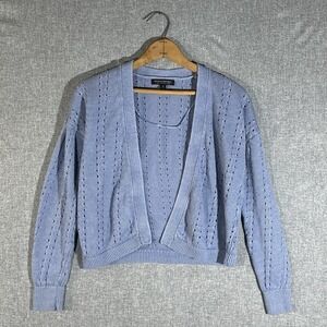 Banana Republic Womens Blue Italian Linen Knit Open Front Preppy Cardigan Small